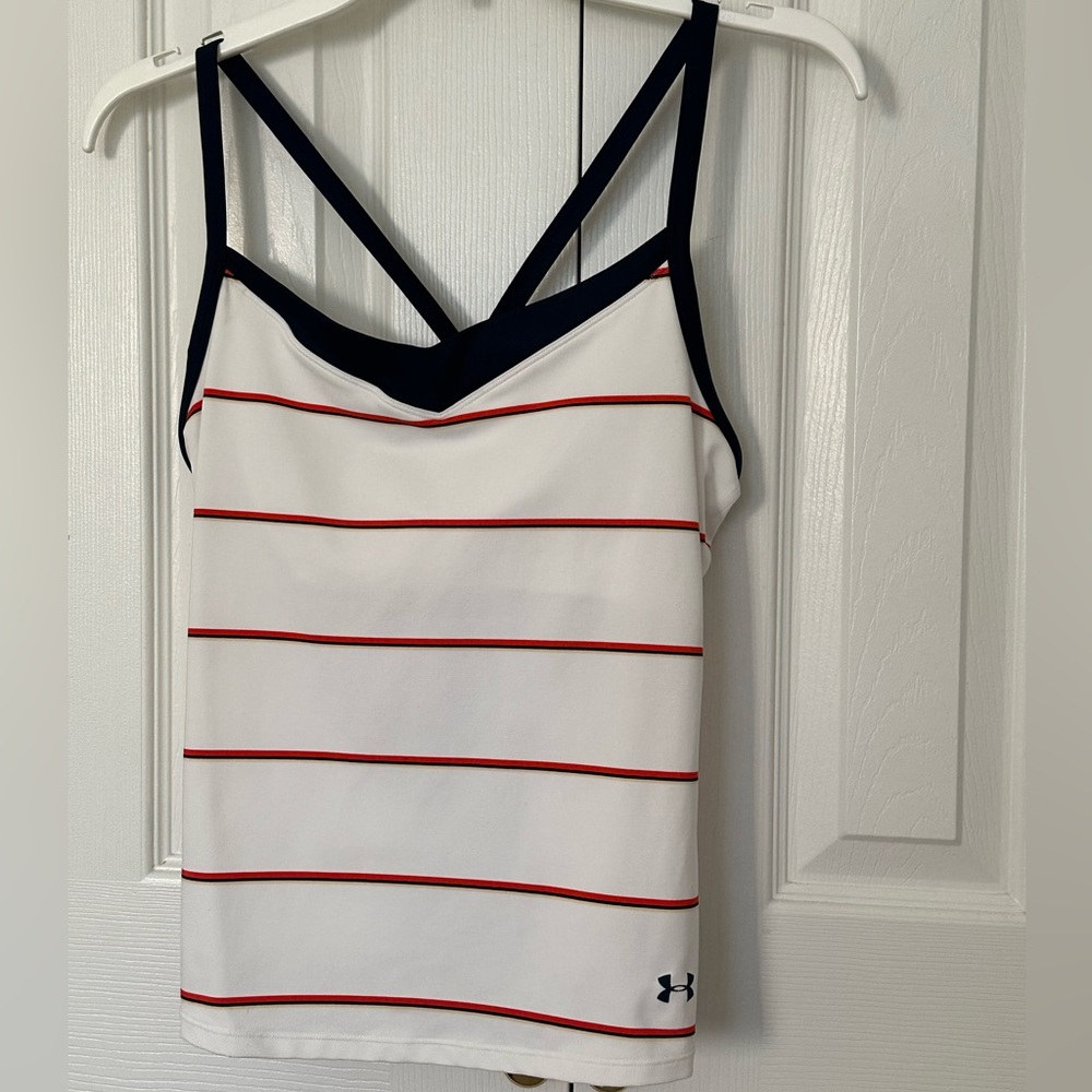 Under Armour White Tank Top with Red Stripes